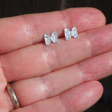 Tiny Silver Bowtie Earring Studs