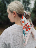 Dawn Meadow Silk Scarf 65cm Silk Twill Hand-Rolled Hem