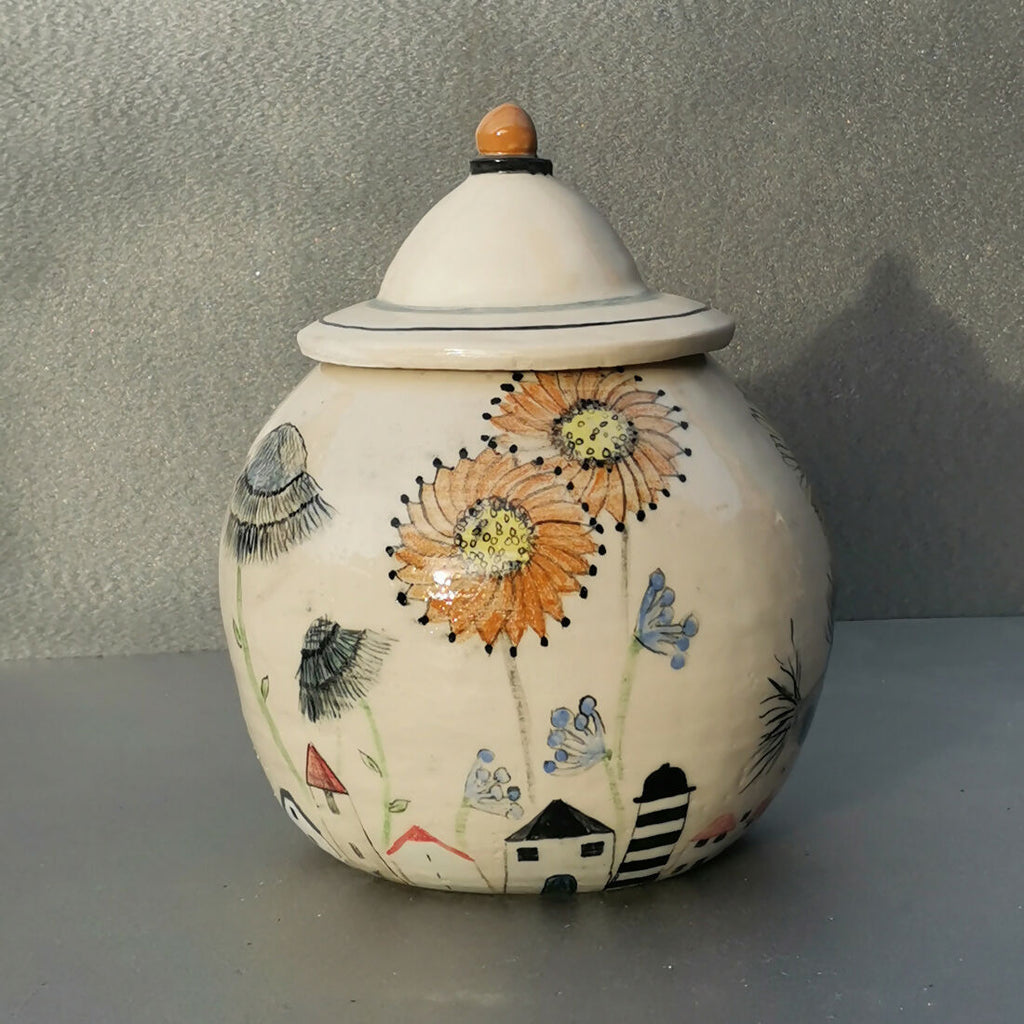 Flowertown Treasure Jar - handmade ceramic