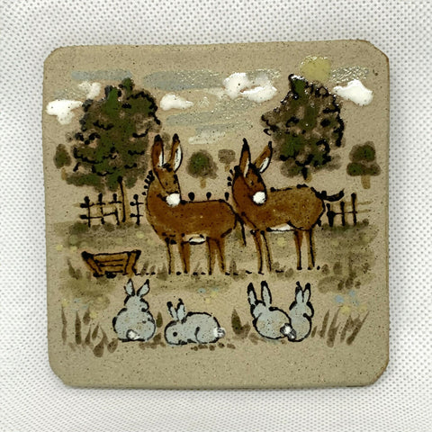 Tile Coaster -Donkey and Rabbit