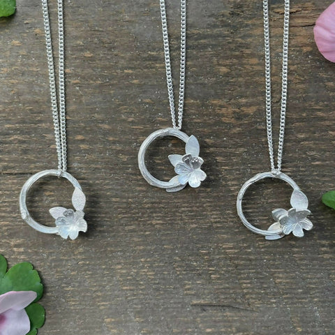 Silver Meadow Bloom Necklace - Handcrafted from Sterling Silver