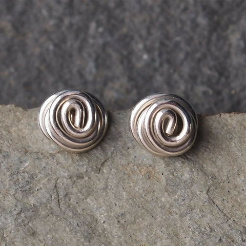 Tiny Twist Bud - Silver Stud Earrings