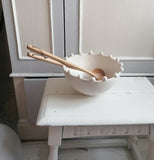 Handmade Ceramic Bobble Bowl - Soft White Glaze