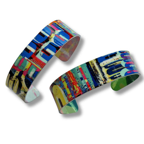 Wonderful O - Printed Aluminium Slimline Cuff Bracelet