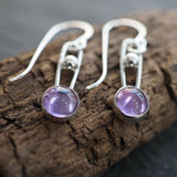 Amethyst & Silver Dangle Drop Earrings