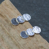 Triple Disc Silver Stud Earrings