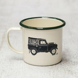 Cream Enamel Mug with Landrover Design