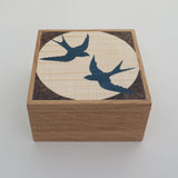Swallows - Hand cut Marquetry Wooden Trinket Box