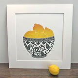 Lemons in a Bowl - Linocut Print