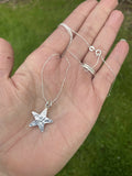 Silver hammered Star Pendant on 16-18" Trace Chain