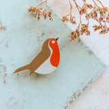Robin - Hand Painted Brooch