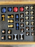 Handmade Ceramic Mushroom Chess Set with Solid Elm Wood Board