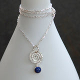 Silver Spiral Lapis Lazuli Pendant Necklace