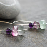 Fluorite and Amethyst Drop Earrings