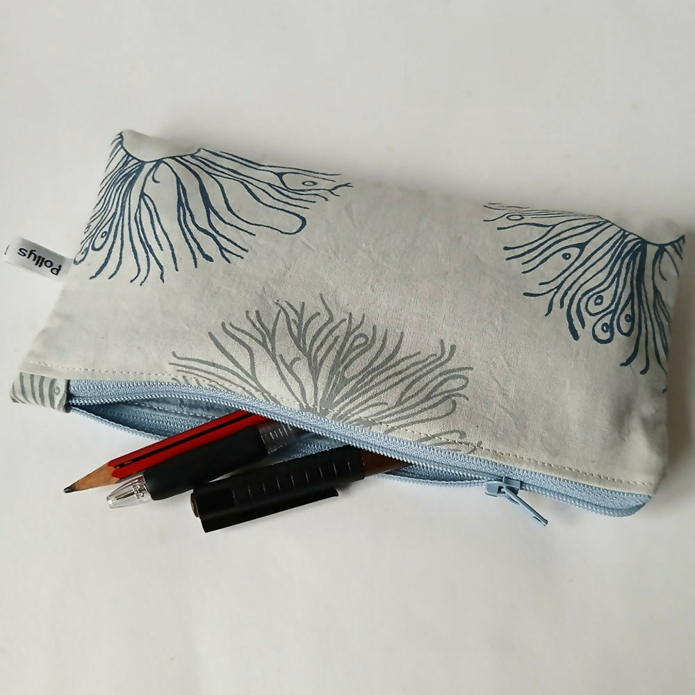 Pencil Case - Grey and Navy Figs