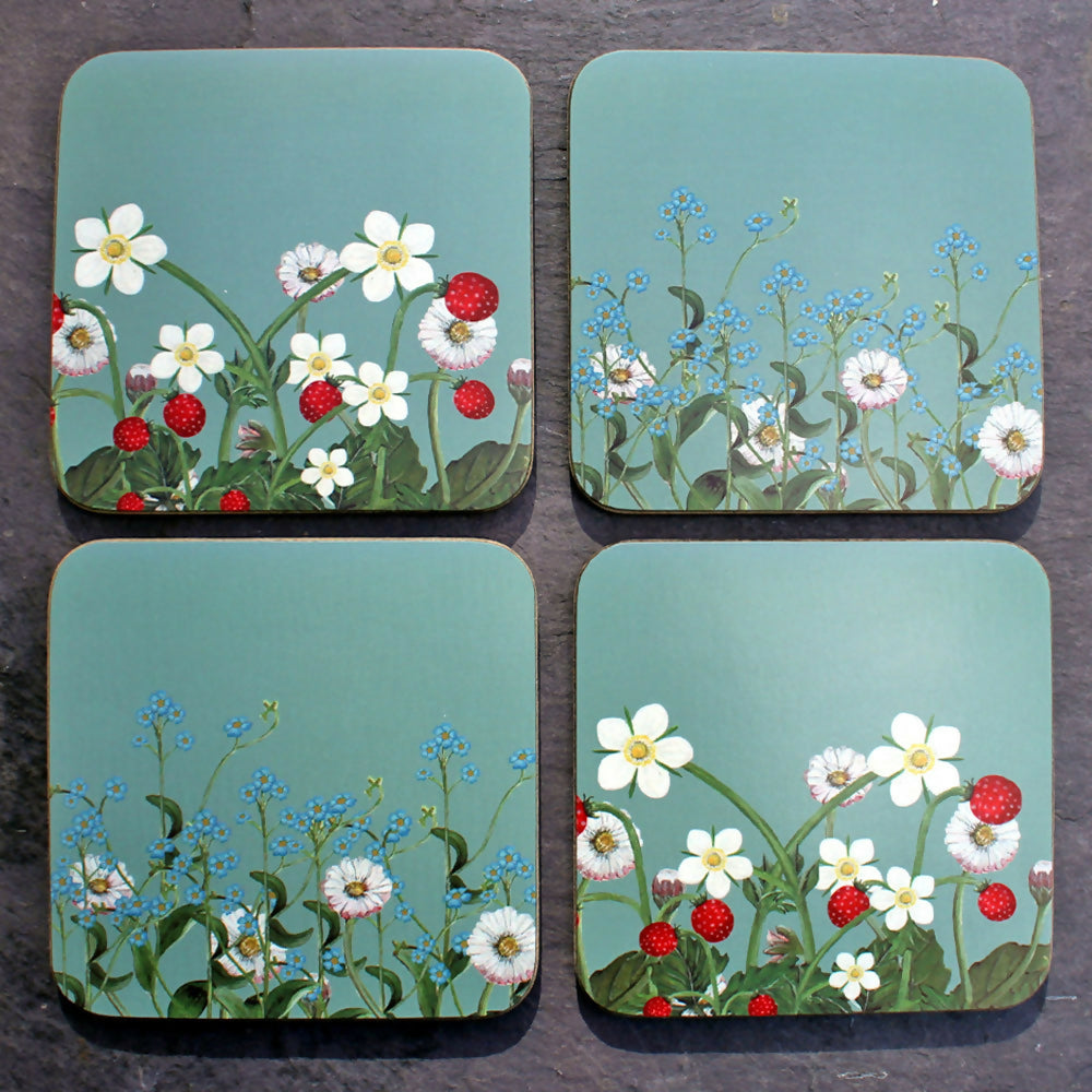 4 Melamine Coasters in Flowers