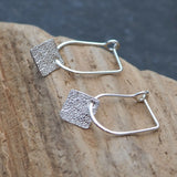 Sterling Silver Textured Square Drop Earrings
