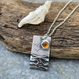 Silver Coastal Pendant With Amber sun
