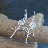 Silver Spiral Flower Earrings