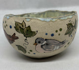 Handmade Stoneware Ceramic Bowl - Illustrated with Birds