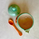 Handmade Ceramic Flower Lidded Bowl and Spoon