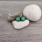 Spring Green Dichroic Glass Silver Stud Earrings