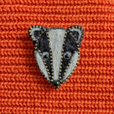 Hand Felted Badger Brooch With Zip Edge Detail