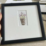Lavender Pot - Original Framed Miniature Botanical Ink Painting