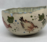 Handmade Stoneware Ceramic Bowl - Illustrated with Birds