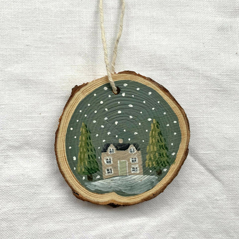 Pink House - Hand Painted Wooden Hanging Decoration
