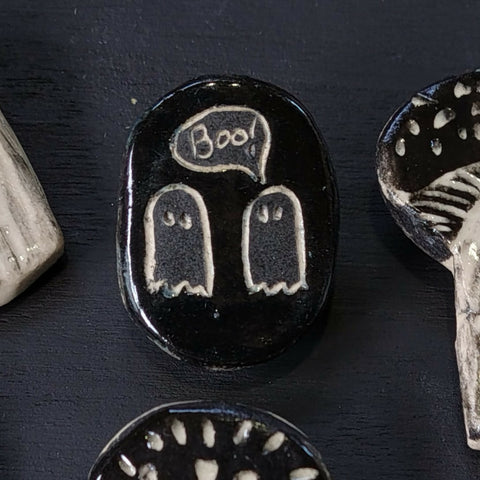 Chatting Ghosts - Ceramic Brooch