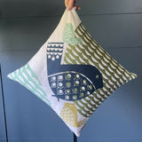 Bird Print Handmade Double-Sided Cushion - 45cm Multicoloured | British Made