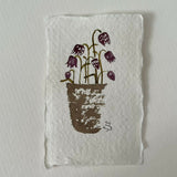 Fritillary Pot - Original Framed Miniature Botanical Ink Painting
