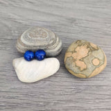 Small Electric Blue Dichroic Glass Silver Stud Earrings