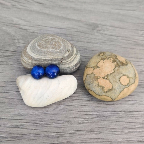 Small Electric Blue Dichroic Glass Silver Stud Earrings