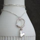 Molten Silver Heart Pendant Necklace