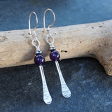 Amethyst forged silver earrings