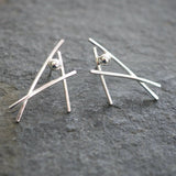 Sculptural Silver Stud Earrings, One of a Kind