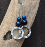 Blue Goldstone Hoop Earrings