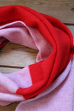 Soft Lambswool Half and Half Scarf - Pink and Red
