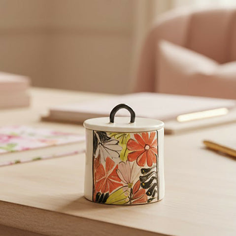 Flower Power Keepsake Pot - handmade ceramic