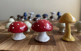 Handmade Ceramic Mushroom Chess Set with Solid Elm Wood Board