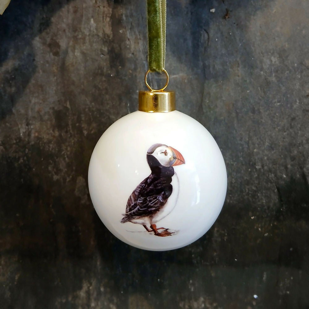 Puffin Bauble Decoration - Fine China
