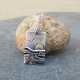 Rectangular Sterling Silver Beach Coastal Pendant
