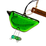 Bright Green - Fused Glass Hanging Bird