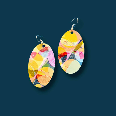 Zestful - Oval Drop Earrings - Wearable Art