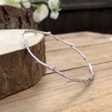 Narrow Sterling Silver Twig Bangle - Handmade