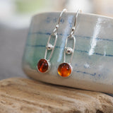 Amber and Silver Dangle Earrings