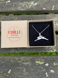 Silver running hare pendant necklace