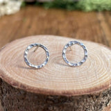 Silver Luna Circle Stud Earrings - Handmade Sterling Silver Earrings
